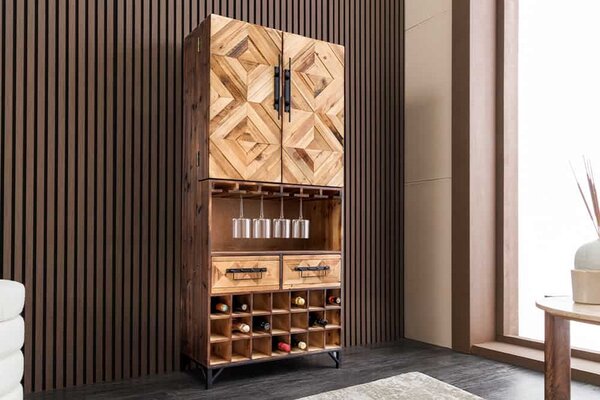 Dizajnová barová skrinka Winebar 160 cm borovica