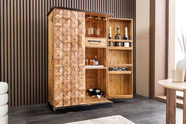 Dizajnová barová skrinka Winebar 122 cm borovica