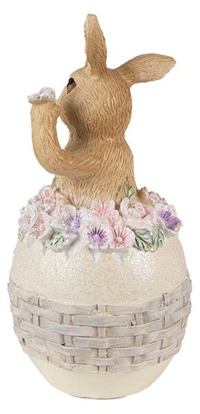 Dekorácia soška králik vo vajíčku s kvetinami - 6*6*13cm - Clayre & Eef