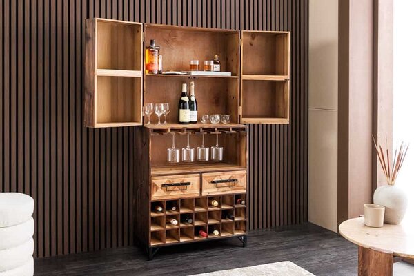 Dizajnová barová skrinka Winebar 160 cm borovica