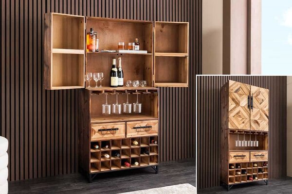 Dizajnová barová skrinka Winebar 160 cm borovica