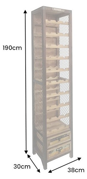 Dizajnový regál na víno Winebar 190 cm borovica