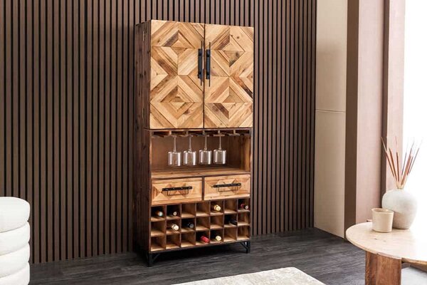 Dizajnová barová skrinka Winebar 160 cm borovica
