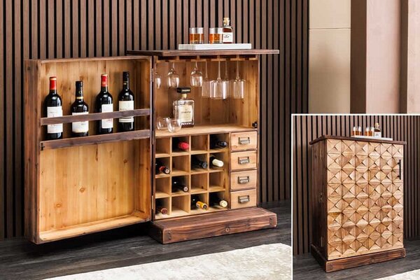 Dizajnová barová skrinka Winebar 90 cm borovica