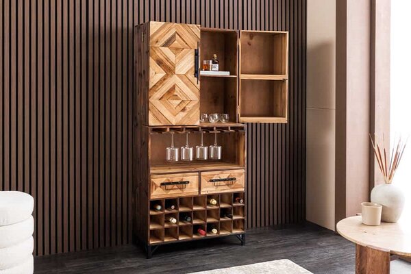 Dizajnová barová skrinka Winebar 160 cm borovica