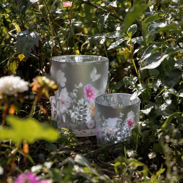 Farebný skleněný svícen Wild Flowers Butterfly M - Ø 10*12,5cm - Mars & More