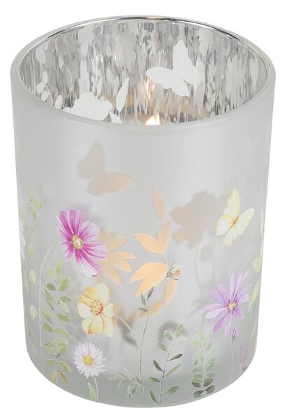 Farebný skleněný svícen Wild Flowers Butterfly M - Ø 10*12,5cm - Mars & More
