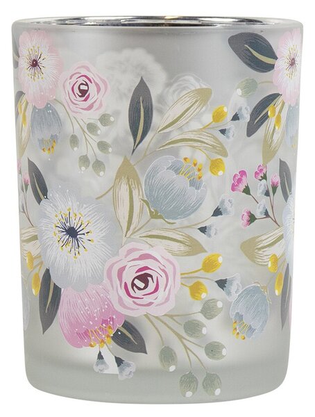 Farebný skleněný svícen Wild Flowers Rose M - Ø 10*12,5cm - Mars & More