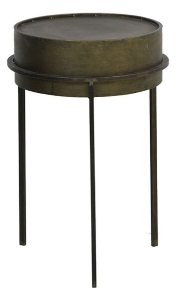 Bronzový antik kovový stolík/ kvetináč Tence - Ø38,5*58 cm - Light & Living
