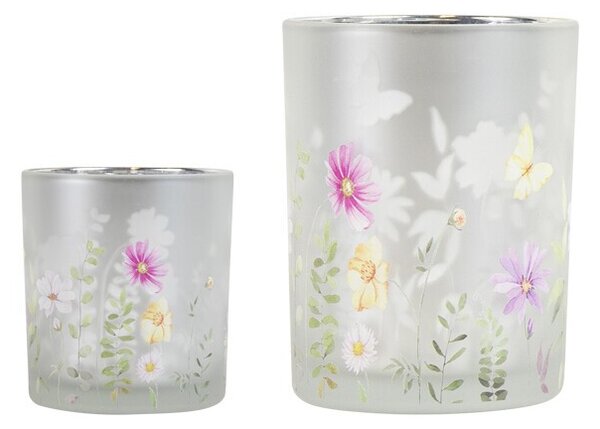 Farebný skleněný svícen Wild Flowers Butterfly M - Ø 10*12,5cm - Mars & More