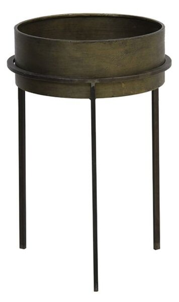 Bronzový antik kovový stolík/ kvetináč Tence - Ø38,5*58 cm - Light & Living