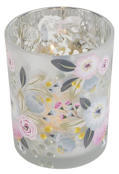 Farebný skleněný svícen Wild Flowers Rose M - Ø 10*12,5cm - Mars & More