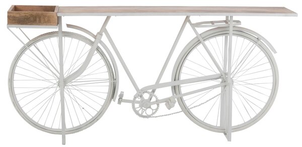 Biely antik retro bar/konzolový stolík Bicycle - 185*36*85 cm - J-Line by Jolipa