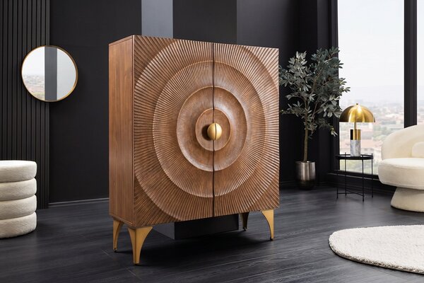 Dizajnová vysoká komoda Venetia 120 cm hnedé mango