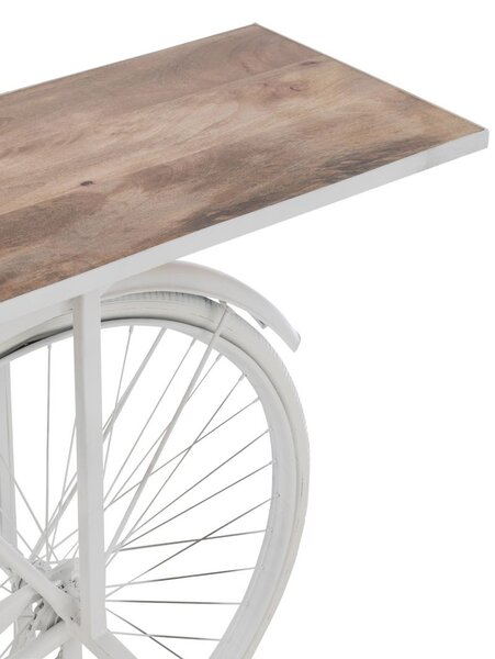 Biely antik retro bar/konzolový stolík Bicycle - 185*36*85 cm - J-Line by Jolipa