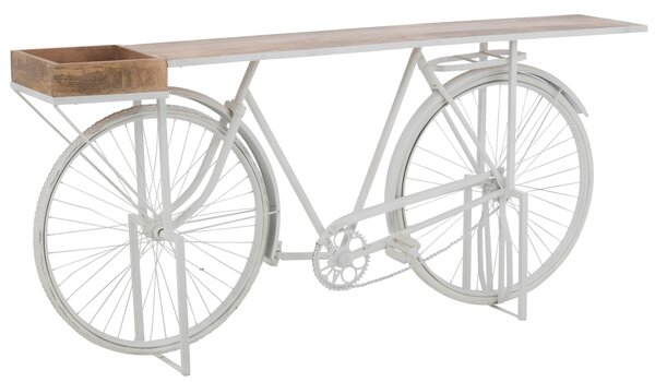 Biely antik retro bar/konzolový stolík Bicycle - 185*36*85 cm - J-Line by Jolipa
