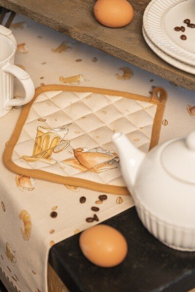 Béžový bavlnený behúň na stôl Your Favorite Breakfast - 50*140 cm - Clayre & Eef