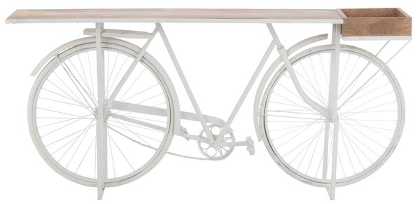 Biely antik retro bar/konzolový stolík Bicycle - 185*36*85 cm - J-Line by Jolipa