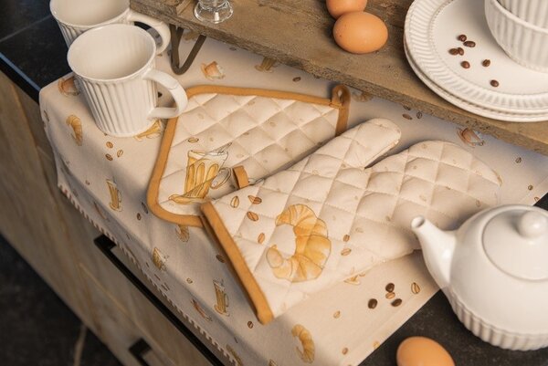 Béžový bavlnený behúň na stôl Your Favorite Breakfast - 50*140 cm - Clayre & Eef