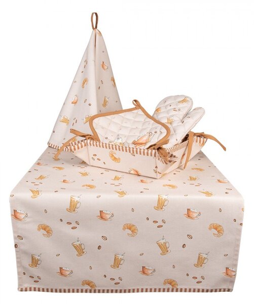 Béžová okrúhla bavlnená utierka s macičkami Kitty Cats - Ø 80 cm - Clayre & Eef