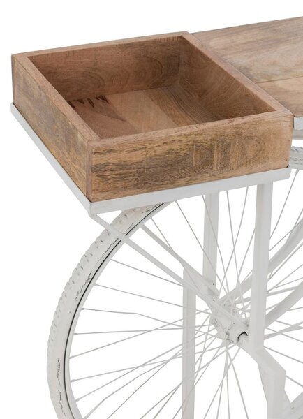 Biely antik retro bar/konzolový stolík Bicycle - 185*36*85 cm - J-Line by Jolipa