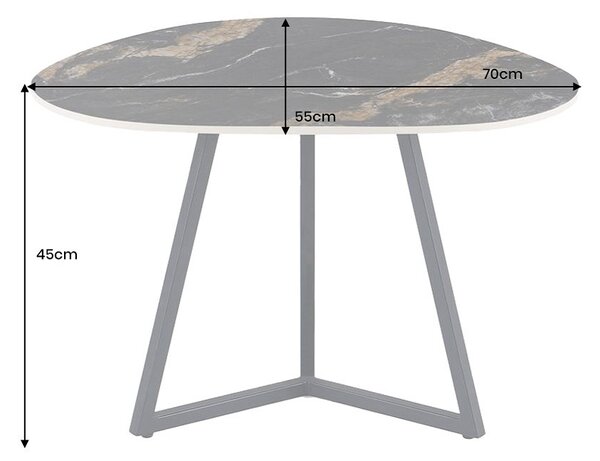 Keramický konferenčný stolík Paquita 70 cm čierny / pieskový