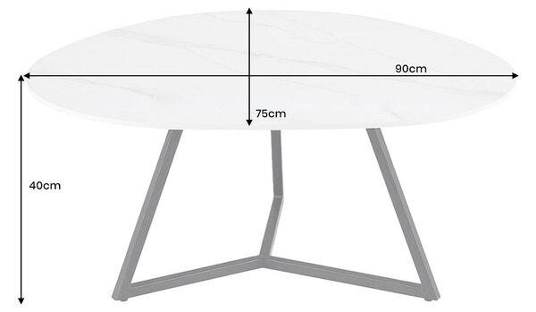 Keramický konferenčný stolík Paquita 90 cm biely