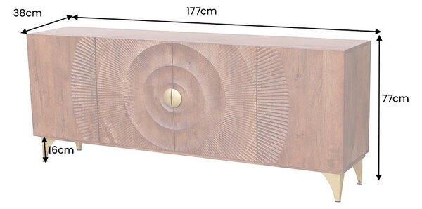 Dizajnová komoda Venetia 177 cm hnedé mango