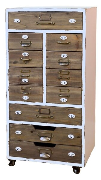 Dreveno-kovová komoda so šuflíčkami Old French - 43*33*87cm - Chic Antique