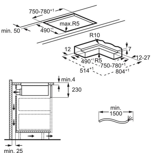 AEG TH84CC23CZ - Indukčná varná doska s odsávaním