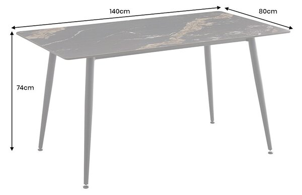 Keramický jedálenský stôl Garold 140 cm čierny / pieskový