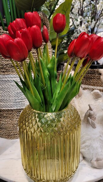 Kytica 7ks červených realistických tulipánov - 45cm - J-Line by Jolipa