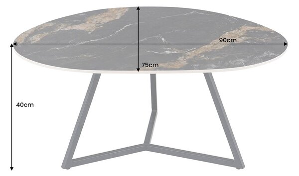 Keramický konferenčný stolík Paquita 90 cm čierny / pieskový