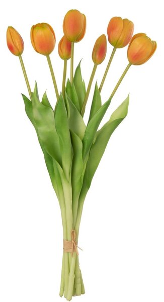 Kytica 7ks oranžových realistických tulipánov - 45cm - J-Line by Jolipa