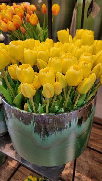 Kytica 7ks žltých realistických tulipánov - 31cm - J-Line by Jolipa