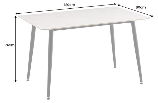 Keramický jedálenský stôl Garold 120 cm biely
