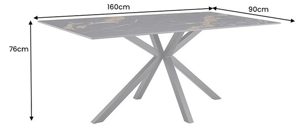 Keramický jedálenský stôl Fabrico 160 cm čierny / pieskový