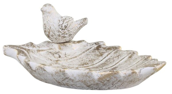 Bielo - zlaté antik cementové krmítko pre vtáčiky Vittel - 22*14*9cm - Chic Antique