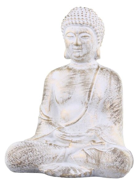 Bielo - zlatá antik dekorácia socha Budha - 23*17*28cm - Chic Antique