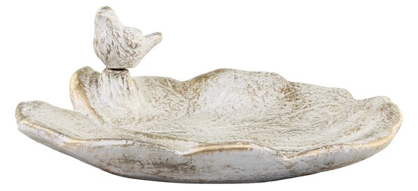 Bielo - zlaté antik cementové krmítko pre vtáčiky Vittel - 31*31*10cm - Chic Antique