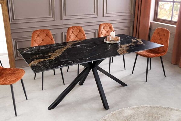 Keramický jedálenský stôl Fabrico 160 cm čierny / pieskový