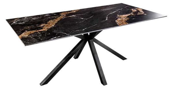 Keramický jedálenský stôl Fabrico 160 cm čierny / pieskový