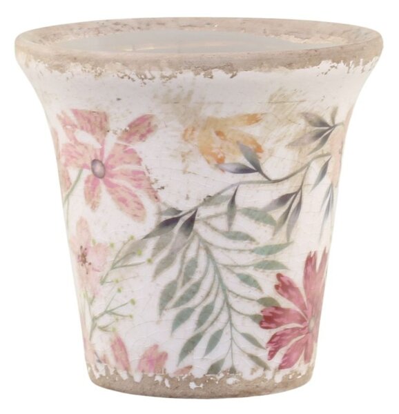 Keramický dekoračný obal na kvetináč s kvetmi Floral Auray - Ø 9*8,5cm - Chic Antique