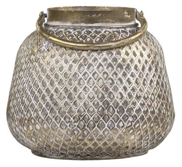 Bronzová antik kovová lampáš s uchom Vire - Ø20*18cm - Chic Antique