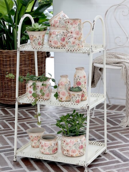 Keramická dekoračná váza s kvetmi Floral Auray - Ø 7*15cm - Chic Antique