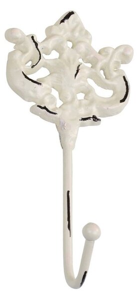 Béžový antik nástenný háčik s ornamentom - 6*5*15cm - Chic Antique