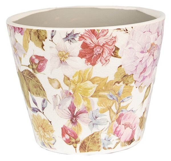 Keramický obal na kvetináč s kvetmi Lovely Flowers XS - Ø12*10 cm - Clayre & Eef