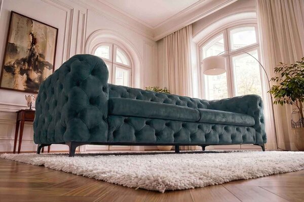 Dizajnová sedačka Rococo 235 cm petrolejový zamat