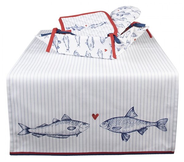 Modrobielý košík na pečivo Sun Sea And Fish - 35*35*8 cm - Clayre & Eef