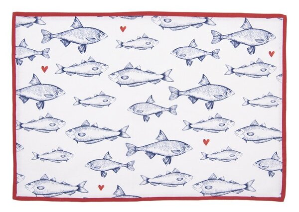 6ks modrobielé bavlnené prestieranie Sun Sea And Fish - 48*33 cm - Clayre & Eef
